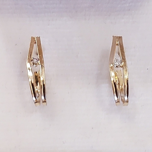 14K Gold Diamond Accent Earrings - Picture 4 of 14